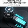 JISULIFE Handheld Fan Life7,2024 Powerful Portable Fan with LED Display[19.5Hrs Max Cooling]5000mAh,150°Folded,5 Speeds,Lanyard; 3-IN-1 Hand/Desk/Neck Fan,Travel Essentials Gifts for Women,Men(Black)