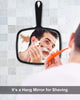 PROTECLE Large Hand Mirror, Salon Barber Hairdressing Handheld Mirror with Handle (Square Black 26cm x 19cm)
