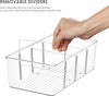 4PCS Clear Plastic Pantry Organizer with Dividers, for Pantry, Kitchen, Refrigerator, Cabinets, Snacks, Pouches