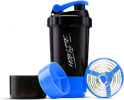HOMLITE ® Protein Shaker Bottle – Non-Slip 3 Layer Twist Off, Leak-Proof Blender Bottle with Supplement and Pill Storage Compartment