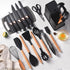 19-Piece Cooking Utensils Set With Heat Resistant Silicone Spatulas, 6 Sharp Knives, and 2 Cutting Boards (Black)