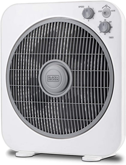 Black & Decker 40W Box Desk Fan 12 Inch Diameter, 3 Speeds Low/Medium/High And 5 Blade Design With Adjustable Portable/Travel Friendly Body To Direct Swing FB1220-B5 2 Years Warranty