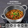 Stainless Steel Saute Pan, Cookware with Lid, 30CM Deep Frying Pan, Nonstick Honeycomb Cooking Pot with Handles, Large Kadai Skillet, Wok Pan Compatible with All Cooktops, Dishwasher Safe