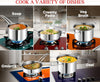 Classic Deluxe Stainless Steel Cookware Combo Set, 7Pcs |Saucepan(16cm/2.1 Litre)with Lid, Saucepot(20 cm/3.8 L), Kadai with Lid(20cm/1.8 L) & Frypan(20cm)|SAS Bottom|Induction&GasStoveFriendly