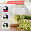 All-in-1 Vegetable Chopper, Mandoline Slicer & Cheese Grater - French Fry Cutter & Veggie Dicer - Cheese Slicer - Includes Bonus Handheld Spiralizer (6 in 1, Black/White)