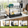 SKY-TOUCH 2 Tier Dish Drying Rack, Dish Drying Stand & Drainer, Saving Space with Swivel Drainage Spout, Utensil Holder, Cup Holder, Cutting-Board Holder and Plate Holder Stand for Kitchen Counter