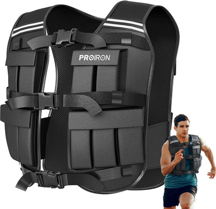 PROIRON Adjustable Weighted Vest, 20 Weight Packs, Weight Jacket Men Women with Reflective Stripe for Running Strength Training Workout Jogging Walking Home Gym Fitness Cardio Weight Loss, Black