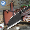 Authentic Since 1986,Outstanding Ancient Forging,6.7 Inch Full Tang,Serbian Chefs Knife,Chef Meat Cleaver,Kitchen Knives,Set with Leather Sheath,Take Carrying,Butcher,High Carbon Glad Steel