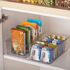 4PCS Clear Plastic Pantry Organizer with Dividers, for Pantry, Kitchen, Refrigerator, Cabinets, Snacks, Pouches