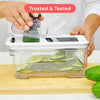 All-in-1 Vegetable Chopper, Mandoline Slicer & Cheese Grater - French Fry Cutter & Veggie Dicer - Cheese Slicer - Includes Bonus Handheld Spiralizer (6 in 1, Black/White)