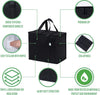 2 Pack Insulated Reusable Grocery Shopping Bag, Food Delivery, Cooler Bag, Heavy Duty, Large Size, Durable Handles, Dual Tab Zips, Lid, Stands Upright, Collapsible, Sustainable (Black, 2 Pack)