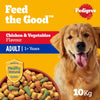 Pedigree Dog Food, Chicken & Vegetables Flavour Dog Food Dry, 10Kg, Complete & Balanced Dog Dry Food For Adult Dogs