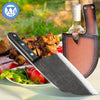Authentic Since 1986,Outstanding Ancient Forging,6.7 Inch Full Tang,Serbian Chefs Knife,Chef Meat Cleaver,Kitchen Knives,Set with Leather Sheath,Take Carrying,Butcher,High Carbon Glad Steel