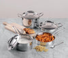 Classic Deluxe Stainless Steel Cookware Combo Set, 7Pcs |Saucepan(16cm/2.1 Litre)with Lid, Saucepot(20 cm/3.8 L), Kadai with Lid(20cm/1.8 L) & Frypan(20cm)|SAS Bottom|Induction&GasStoveFriendly