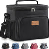 Insulated Lunch Bag for Adults, Thermal Lunch Box Cooler for Men Women, Reusable Leakproof Lunch Tote Food Bag with Adjustable Shoulder Strap for Work/Picnic/Beach, Black 9L