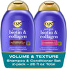 OGX Thick & Full Shampoo & Conditioner with Biotin & Collagen (2x 385ml), Sulfate-Free Surfactants for Luxurious, Voluminous Hair, Strengthening and Nourishing Haircare Set Package design may vary