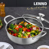 Stainless Steel Saute Pan, Cookware with Lid, 30CM Deep Frying Pan, Nonstick Honeycomb Cooking Pot with Handles, Large Kadai Skillet, Wok Pan Compatible with All Cooktops, Dishwasher Safe