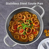 Stainless Steel Saute Pan, Cookware with Lid, 30CM Deep Frying Pan, Nonstick Honeycomb Cooking Pot with Handles, Large Kadai Skillet, Wok Pan Compatible with All Cooktops, Dishwasher Safe