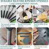 Kitchen Utensils Set 15 Pieces Silicone Heat Resistant Non-Stick BPA Free Stainless Steel Handle Spatula Spoon Tongs Whisk Cookware