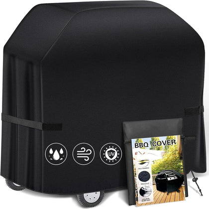 Grill Cover, BBQ Cover 58 inch,Waterproof BBQ Grill Cover,UV Resistant Gas Grill Cover,Durable and Convenient,Rip Resistant,Black Barbecue Grill Covers,Fits Grills of Weber,Brinkmann,Char-Broil etc