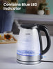 Glass Electric Tea Kettle & Hot Water Kettle Electric, 2200 W 1.7L Capacity Electric Kettle with LED Indicator, Fast Boil Auto Shut-Off and Boil-Dry Protection