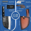 Authentic Since 1986,Outstanding Ancient Forging,6.7 Inch Full Tang,Serbian Chefs Knife,Chef Meat Cleaver,Kitchen Knives,Set with Leather Sheath,Take Carrying,Butcher,High Carbon Glad Steel