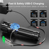 Shadowhawk Flashlight Led USB Rechargeable, 20000 lumens Torch Light XHP70.2, Super Bright Tactical Flashlights, IP67 Waterproof Zoomable, for Outdoor Camping Hiking Emergency(with Battery)