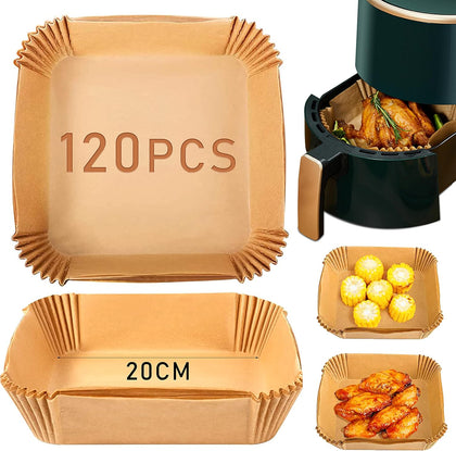 50Pcs Air Fryer Disposable Paper Liner, Air Fryer Liners Square, Baking Paper for Air Fryer Water-proof,Parchment Paper for Baking Roasting Microwave,7.9 inch/20cm,Square