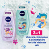 NIVEA Kids 3in1 Shower & Shampoo Bath, Bio Aloe Vera Apple Scent, 2x500ml