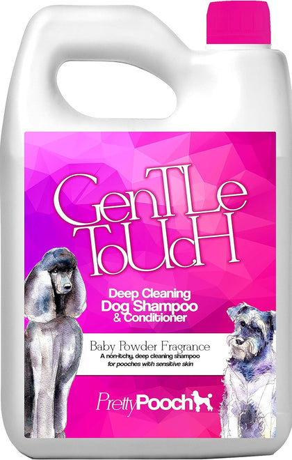 Pretty Pooch Gentle Touch Dog Shampoo & Conditioner 2 Litres (Baby Powder Fragrance) A Non-itchy, Professional Deep Cleaning Shampoo for Dogs with Sensitive Skin! (2 Litre Baby Powder), Pink, PP04