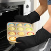 Extra Long Professional Silicone Oven Mitt, Oven Mitts with Quilted Liner, Heat Resistant Pot Holders, Flexible Oven Gloves, 1 Pair (Black, 13.7 inch)