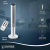 Empire 41 inch Tower Fan with LED Display, Remote Control Fan for Bedroom with Timer Function, 50W Cooling with 3 Speeds, Perfect 75° Oscillating Fan for Home, Living Room & Office (White)