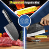 Authentic Since 1986,Outstanding Ancient Forging,6.7 Inch Full Tang,Serbian Chefs Knife,Chef Meat Cleaver,Kitchen Knives,Set with Leather Sheath,Take Carrying,Butcher,High Carbon Glad Steel