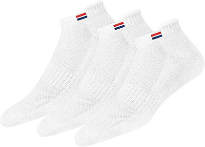 NAVYSPORT Men's Low Cut Athletic Cotton Cushion Ankle Socks with Sports Tab, Pack of 3 (Free Size)