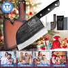 Authentic Since 1986,Outstanding Ancient Forging,6.7 Inch Full Tang,Serbian Chefs Knife,Chef Meat Cleaver,Kitchen Knives,Set with Leather Sheath,Take Carrying,Butcher,High Carbon Glad Steel
