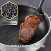 Stainless Steel Saute Pan, Cookware with Lid, 30CM Deep Frying Pan, Nonstick Honeycomb Cooking Pot with Handles, Large Kadai Skillet, Wok Pan Compatible with All Cooktops, Dishwasher Safe