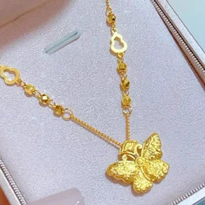 Chiseled Golden Butterfly Gourd Laser-Embossed Bead Gold Necklace