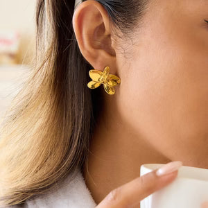 Classic Minimalist Stainless Steel Orchid Earrings With A Chic Butterfly Design
