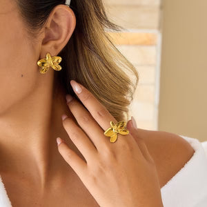 Classic Minimalist Stainless Steel Orchid Earrings With A Chic Butterfly Design