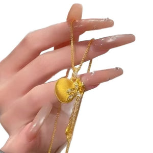 Diamond-studded Bowknot Lucky Bag Tassel Coin Necklace
