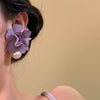 Dreamy Ethereal Sweet Purple Flower Pendant With Pearl Stud Earrings