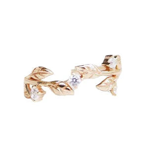 Irregular Leaf Zircon Delicate Openwork Ring