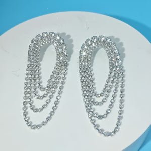Multi-Row Crystal Tassel Hoop Earrings For Women