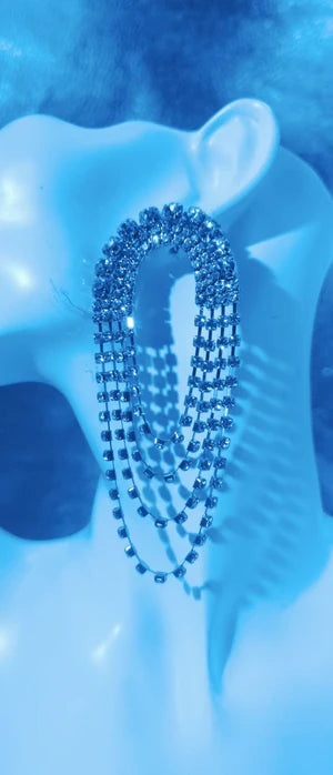 Multi-Row Crystal Tassel Hoop Earrings For Women