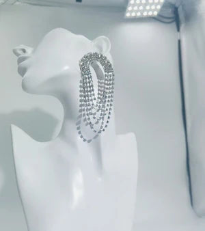 Multi-Row Crystal Tassel Hoop Earrings For Women