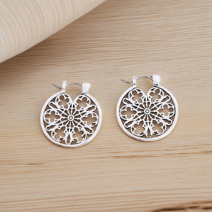 Retro Hollow-out Circular Pattern Earrings, Trendy And Stylish