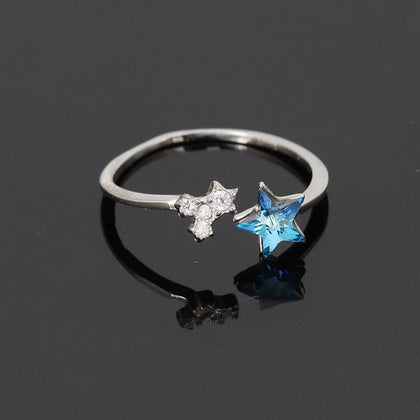 S925 Sparkling Blue Star Index Finger Ring