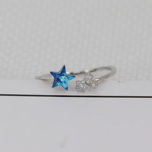 S925 Sparkling Blue Star Index Finger Ring