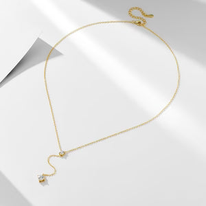 S925 Sterling Silver Y-Shaped Tassel Clavicle Necklace Jewelry