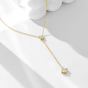 S925 Sterling Silver Y-Shaped Tassel Clavicle Necklace Jewelry